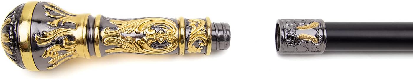 Golden Black Luxury Round Handle Fashion Walking Stick for Party Decorative Walking Cane Elegant Crosier Knob Walking Stick 93cm