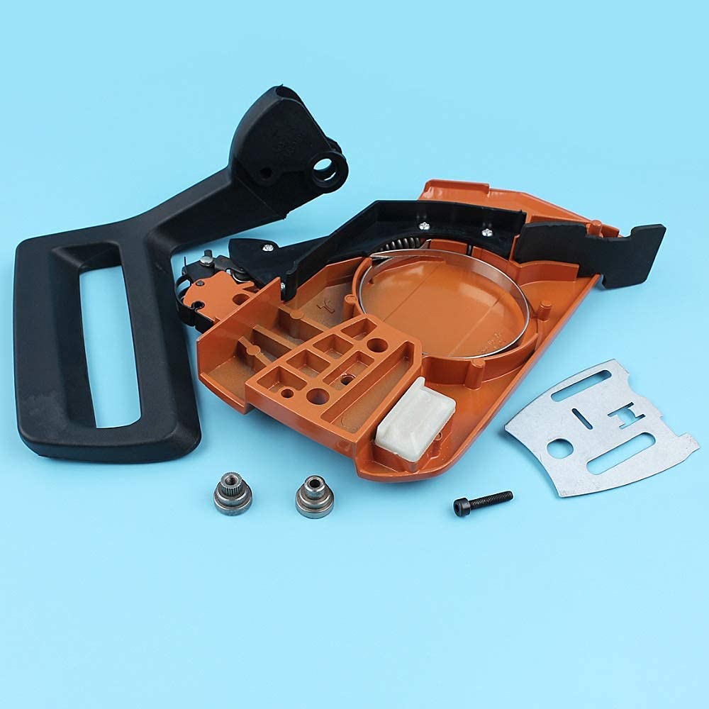 Kit de placa de barra protectora de manija de cubierta lateral de freno de cadena compatible con Husqvarna 61 66266268272 272XP Manguito de buje de motosierra
