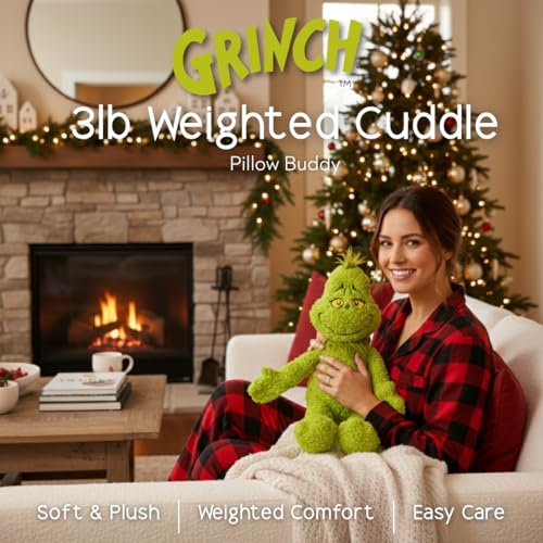 Image of Franco Calm Dr. Seuss Grinch Bedding Super Soft Plush Calming 3Lb Weighted Cuddle Pillow Buddy, Comfort Pillow (Officially Licensed Product)
