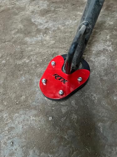 Image of Apache RTX 300 Heavy Metal Side Stand Extender Red Metal Plate Includes Mounting Bolts and Washers Stand Pad Holder Parking Support & Stability Compatible for TVS Apache RTX 300