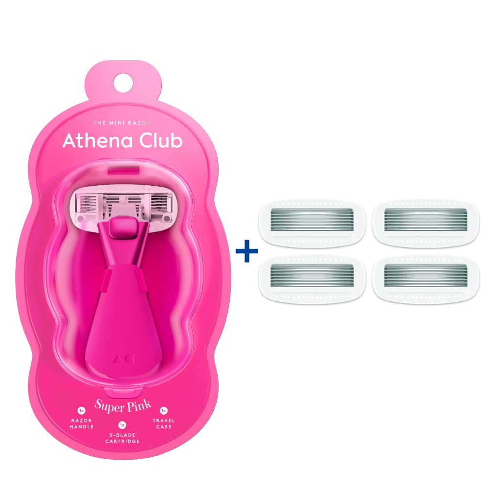 Athena Club Mini Razor Kit for Women, Travel Size 5-Blade Cartridge Razor for Sensitive Skin, Serum-Infused Blades with Shea Butter and Hyaluronic Acid, Includes Handle, 5 Refills and Travel Case - Image 8