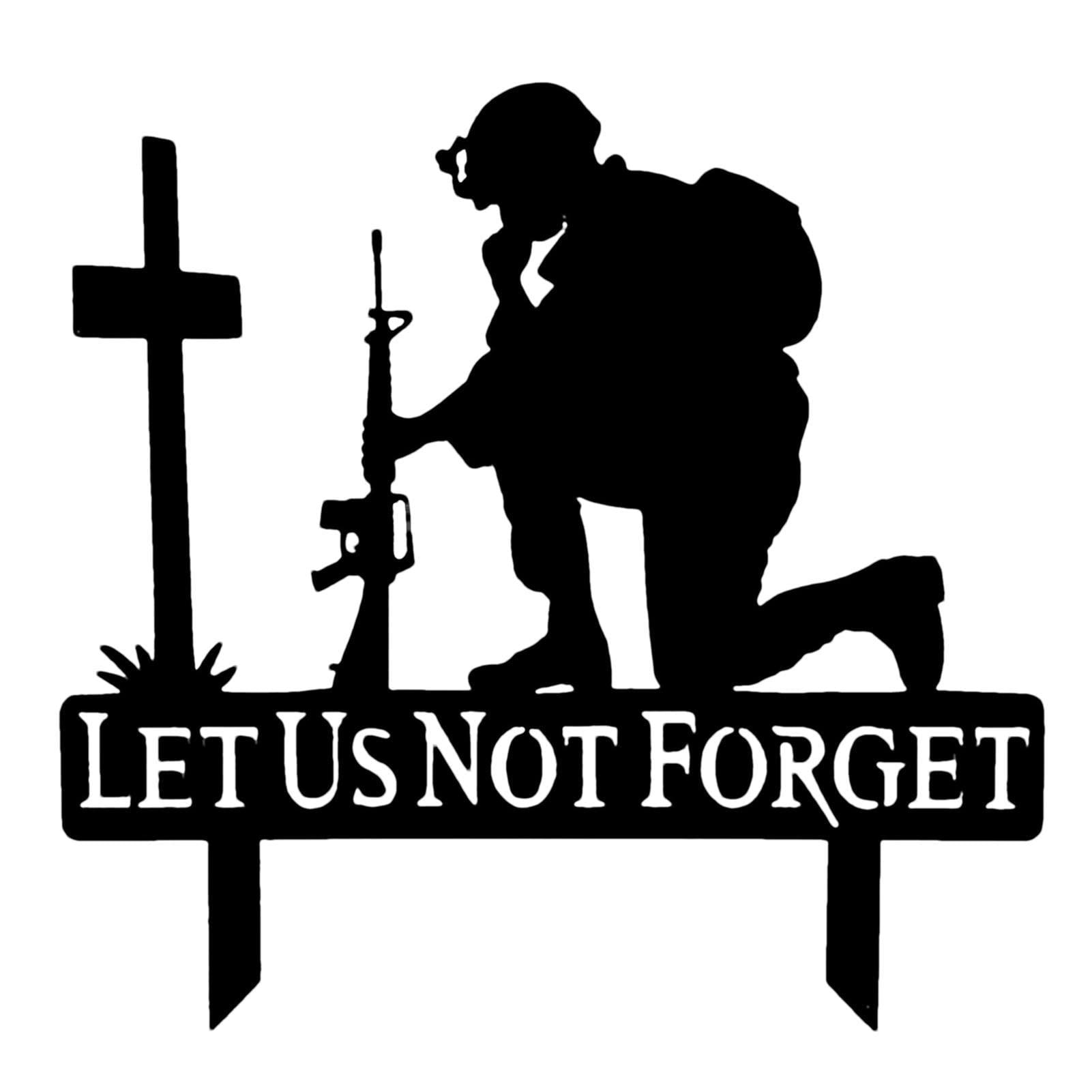 Onlynery Kneeling Soldier Ornaments | Silhouette Garden Metal Kneeling Soldier, Wrought Iron Easy to Install Kneeling Soldier Silhouette, No Fading No Rust Garden Decor for Men, Women, Friends