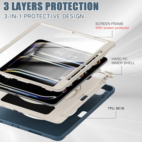 Funda para iPad Pro 11 M5 M4 con protector de pantalla y soporte giratorio de 360 grados 2
