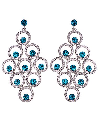 Alilang Swarovski Crystal Element Aqua Blue Colored Rhinestones Circle Grape Dangle Earrings #TOP8