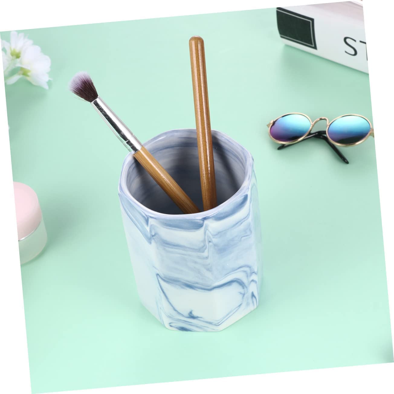 Porte-stylo Pot à crayons Fournitures de bureau Organisateur de stockage Porte-conteneurs Bureau Nordique Gris Fournitures Tasse de bureau Conteneur de stylo en céramique Bureau Cas d'école Décoration