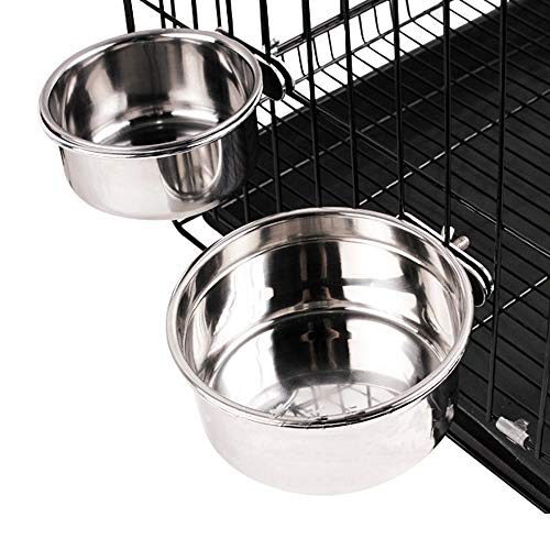AOLNGG ペットボウル ハンガー ゲージ用 ステンレス製 ハンガー食器 餌入れ お水入れ 取り外し可能 高さ調節可能 猫 犬 うさぎ 小動物用