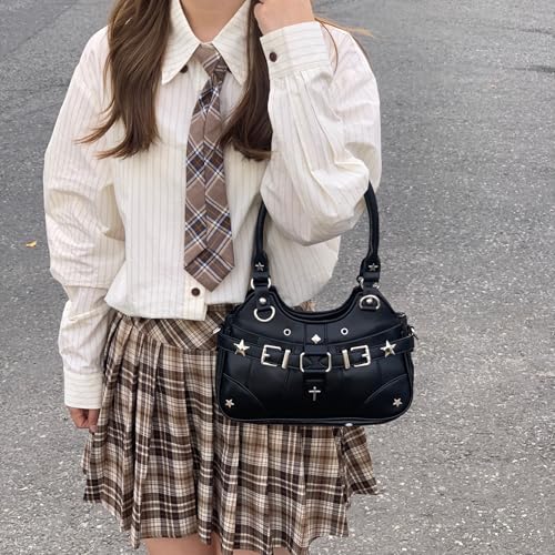Y2k Leather Shoulder Purse Women Punk Star Harajuku Handbag Hip Hop Gothic Crossbody Bags Y2k Stuff4