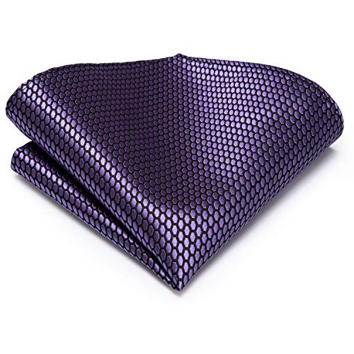 Image of Hi-Tie Men Silk Ties Set with Flower Lapel Pin Necktie Pocket Square Cufflinks for Tuxedo Wedding Business