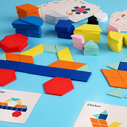 Toyvian Enigmas de Tangram de Madeira para Crianças Blocos de Padrão de Madeira Definidos Formas Geo