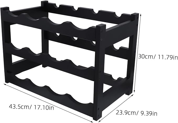 Organizador de Vinos Luxshiny para 12 Botellas, Negro, Acero Inoxidable miniatura 3