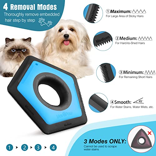Image of VavoPaw Pet Fur Removal Brush - Blue, Multifunctional for Car Interior, Couch, Carpet, Furniture, Lint, Sofa