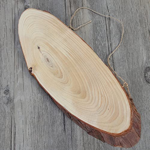 Artibetter Wooden Signs Tree Bark Wood Wood Discs 3pcs Oval Tag Wooden Plaques Decorated Crafts for Hangings Hanging Pine Slice DIY Wooden Cutout Predrilled Wood Wooden Circles - Image 2