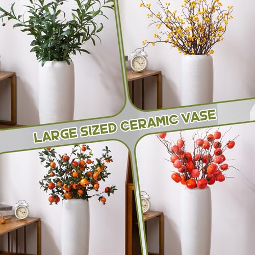 Jarrón alto de pie para sala de estar con arreglo de flores secas, perfecto para mejorar la estética interior y el estilo