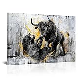 DuoBaorom Wall Street Bull vs Bear Wall Art Mens Office Large Bedroom Decor 24 x 36 inches