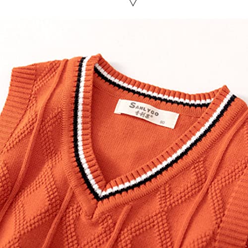 JanJean Unisex Boys Girls Ribbed Sweater Vests Sleeveless V-neck School Uniform Knitted Tops Casual Cotton Loose Gilets4