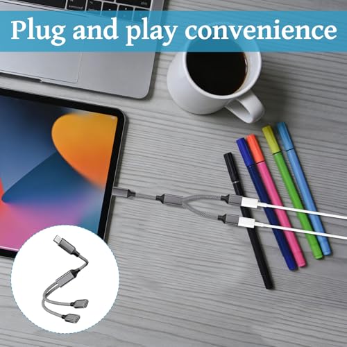 2 In 1 Type C Male to Dual USB C Female Adapter,USB C Splitter 2 Port,USB Double Adapter Headphone and Transmission Splitter with Laptop Mac,Sam-sung,iPad Pro,i-Phone 15 Series,More Type C Devices - Image 4