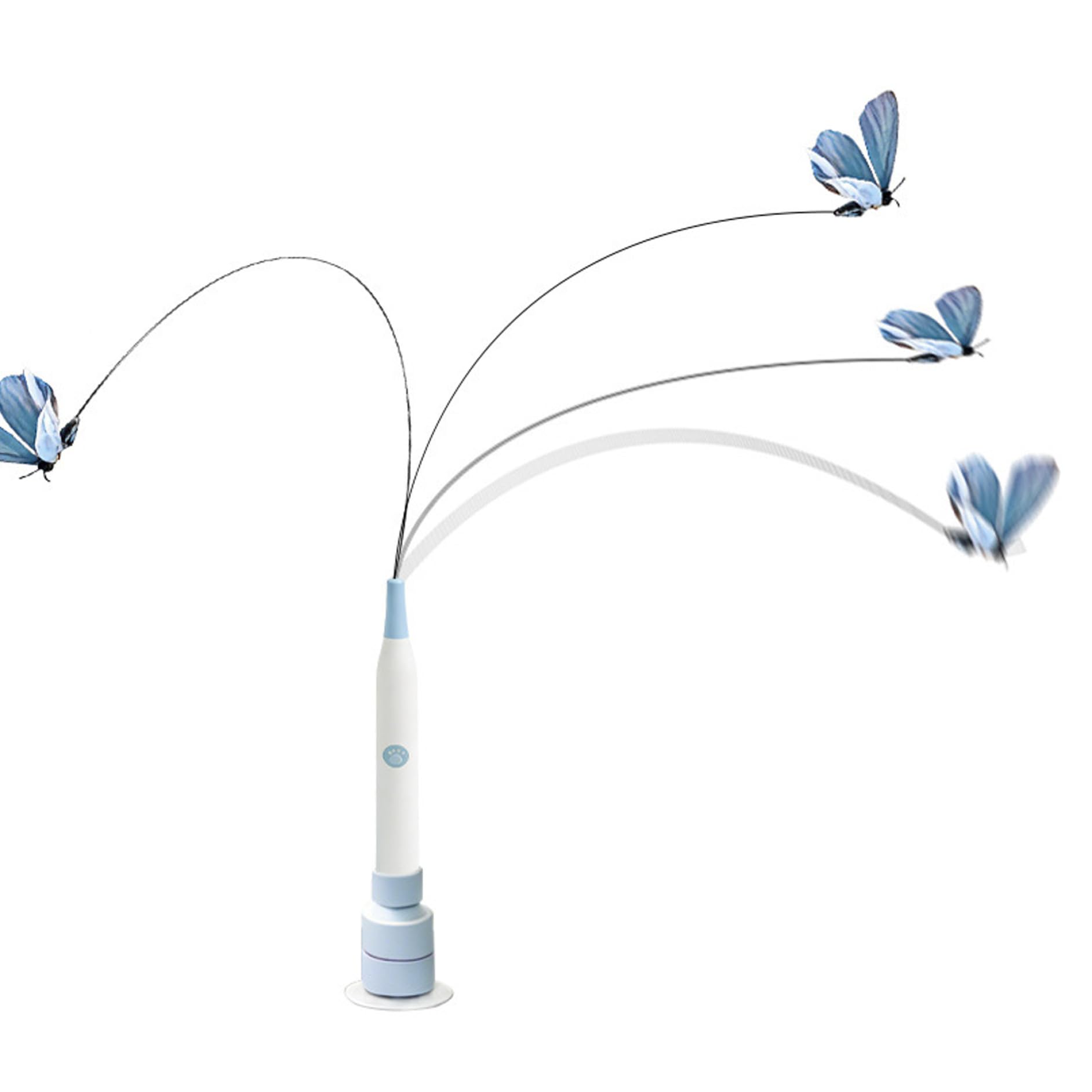 Jouet papillon interactif pour chat à ventouse puissante et recharge USB-C bleu