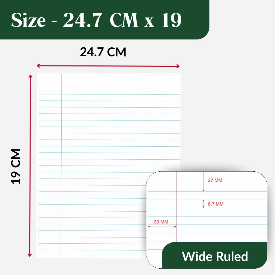 Notatniki kompozycyjne, szerokie, w linie, 200 stron (100 arkuszy), 24,8 x 19 cm, neutralny pod względem emisji dwutlenku węgla, papier nadający się do recyklingu, ekologiczny artykuły szkolne