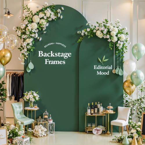 Image of Dark Green Arch Backdrop Cover for Wedding, 7.2FT 6FT Set of 2 Stretchy Spandex Fitted Arch Stand Cover for Baby Shower, Birthday Party Decor, Chiara Backdrop Cover with Double-Sided Design