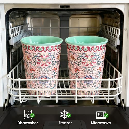 Set de 2 Mugs de Cerámica Floral Rosa 12oz Sin Asa miniatura 5