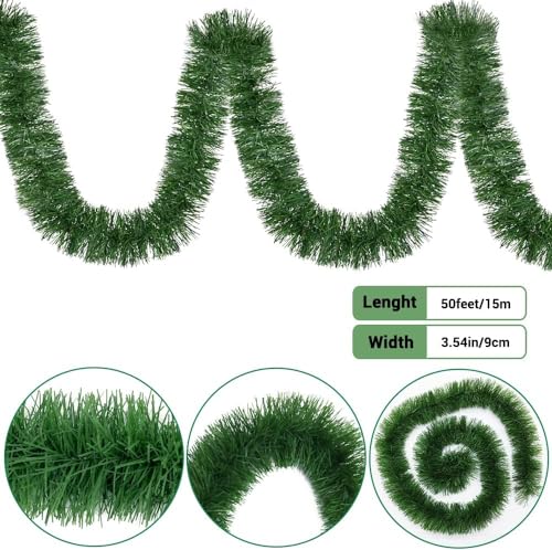 DTYDECLE 15 Meter Grüne Weihnachtsgirlande, Grüne Tannengirlande Weihnachten Feiertagsgirlande für Weihnachtsdeko Xmas Party Schmuck