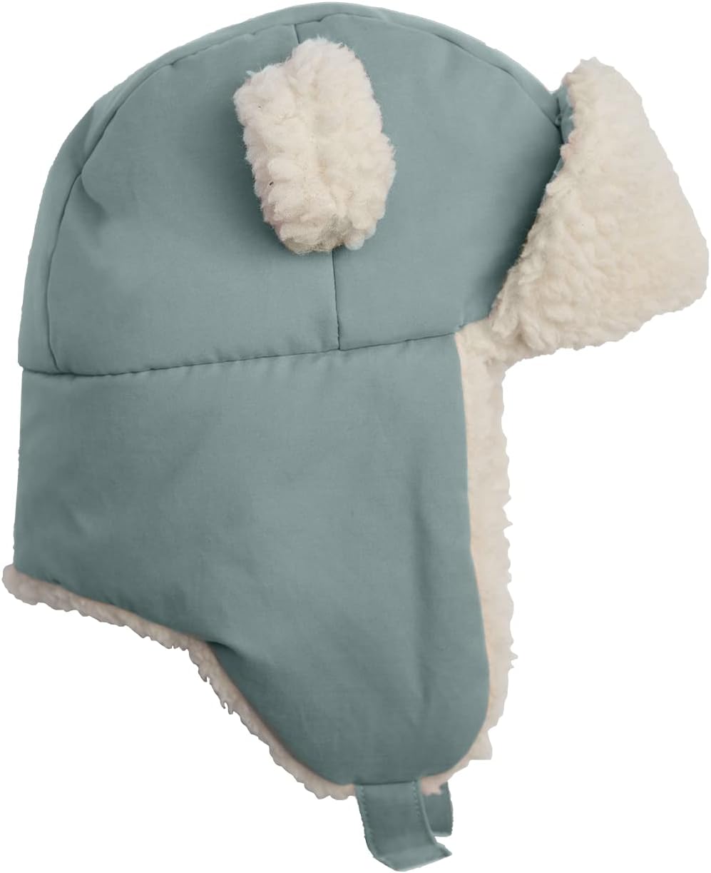 7AM Toddler & Infant Winter Hat - Cute Bear Ears with Two Snap Neck, Water Repellent | Winter Hat Extra Cozy Sherpa Lining