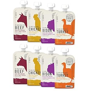Serenity Kids 6+ Months Baby Food Pouches Puree Made With Ethically Sourced Meats & Organic Veggies | 3.5 Ounce BPA-Free…