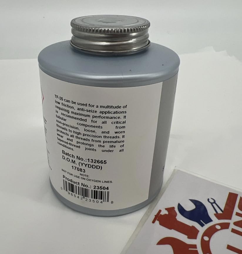 TF-25 Heavy Duty Anti-Seize Thread Sealant with PTFE 1 Lb Brush Cap New