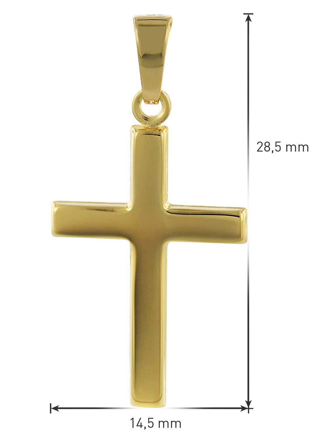 trendor Kreuz Gold-Anhänger 333/8 Karat 21 mm 35726 | Damen und Herren Goldanhänger, zeitloser Kreuzanhänger,