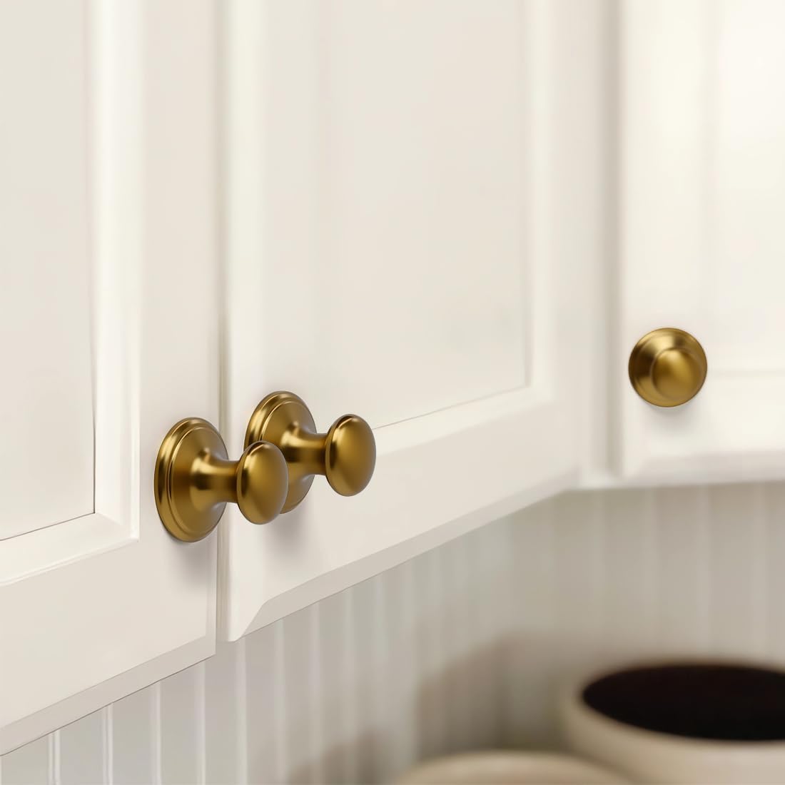 YAGU 10 Pack Champagne Bronze Kitchen Cabinet Knobs 1.6 Inch Big Base Solid Dresser Drawer Knob Honey Bronze Modern Hardware Dark Gold Pulls for Closet Cupboard Wardrobe