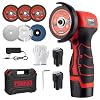 TEENO Cordless Angle Grinder Kit, 19,500 RPM Mini Electric Angle Grinding Tool with 2 pcs 16.8V 2000mAh Batteries and 6 Cutting Discs, 3-Inch Handheld Grinder for Metal/Wood Cutting and Grinding