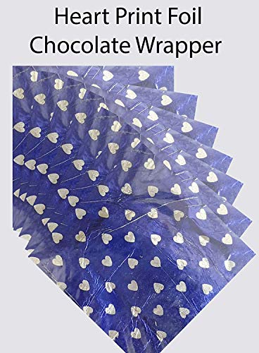 Image of Cake Decor - Aluminum Cut Foil Chocolate Wrapper - Blue Heart 8cm x 8cm - 200pcs - Premium Food Safe Wrapping for Candy, Truffles, Pralines, Cake Pops, Desserts