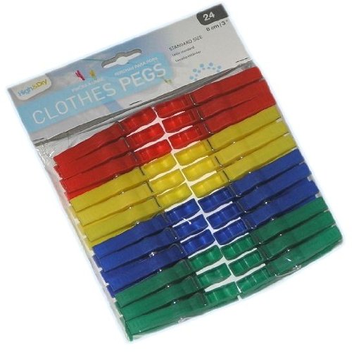Pack of Plastic 24 Clothes PEGS Washing LINE Dryer Airer Home