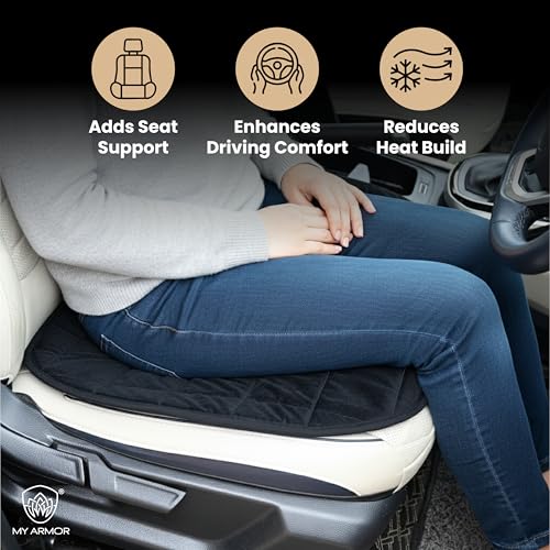Image of MY ARMOR Car Cover Set | Ultra-Soft HR Quilted Cushion with Non-Slip Grip & Storage Pouch | Universal Fit Protector | Rear Section 20x20 & Front Section 20x20 Inches | Grey Velvet