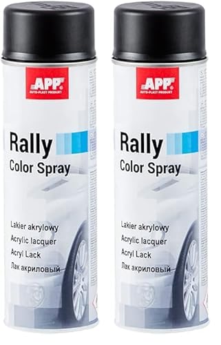 APP Rally Color Spray Bombe de peinture noir mat | Peinture et vernis acrylique | Noir Mat | 500 ml (Lot de 2)