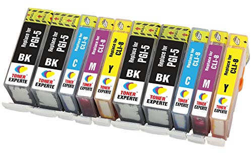 PGI-5 CLI-8 TONER EXPERTE® 10 XL Cartuchos de Tinta compatibles con Canon Pixma iP3300 iP3500 iX4000 iX5000 MX700 MP510 MP520 PGI-5BK CLI-8C CLI-8M CLI-8Y | Alta Capacidad