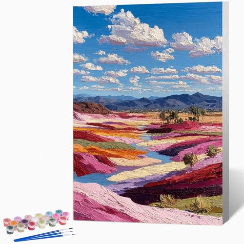 数字油絵 抽象的な ペイントバイナンバー 風景, ナンバーペイント大人のDIYセット(ブラシとアクリル絵の具を含む)、クリエイティブな手作りの油絵セット、女性へのデジタル絵画ギフト、壁の装飾 70×95cm -WX2510948