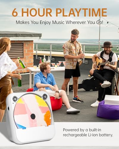 Image of Portable CD Player Bluetooth Rechargeable, Mini Desktop for Home with HiFi Speaker, Cute CD Player Remote Control, Supports CD /FM Radio /USB, Cream