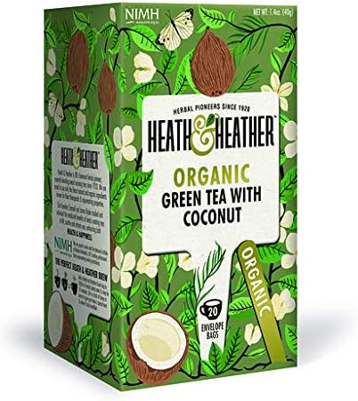 Organic Green Tea with Coconut| 20 bags per Pack| USDA Certified Organic| Natural Coconut Flavoring With No Additives/Sugar| Vegan, Vegetarian, Allergen-Free, Kosher Chai