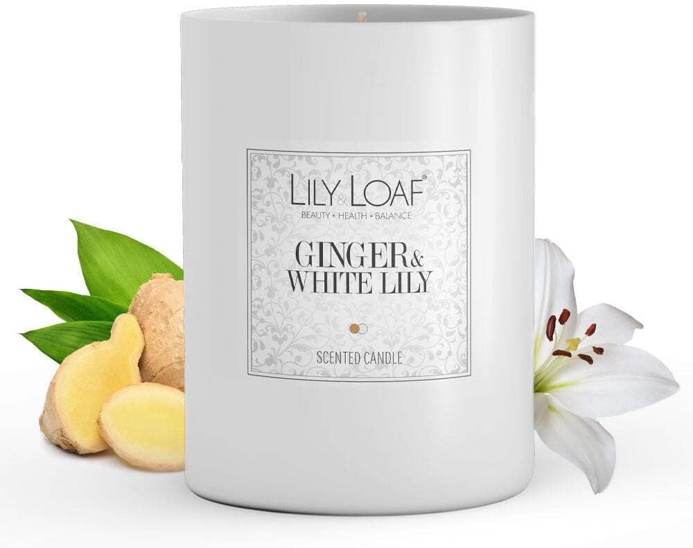 Lily & Loaf Ginger & White Lily Soy Wax Candle   Floral & Spice Scented Candle, Phthalate Free, Approx. 40 Hour Burn Time
