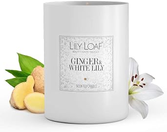Lily & Loaf Ginger & White Lily Soy Wax Candle   Floral & Spice Scented Candle, Phthalate Free, Approx. 40 Hour Burn Time
