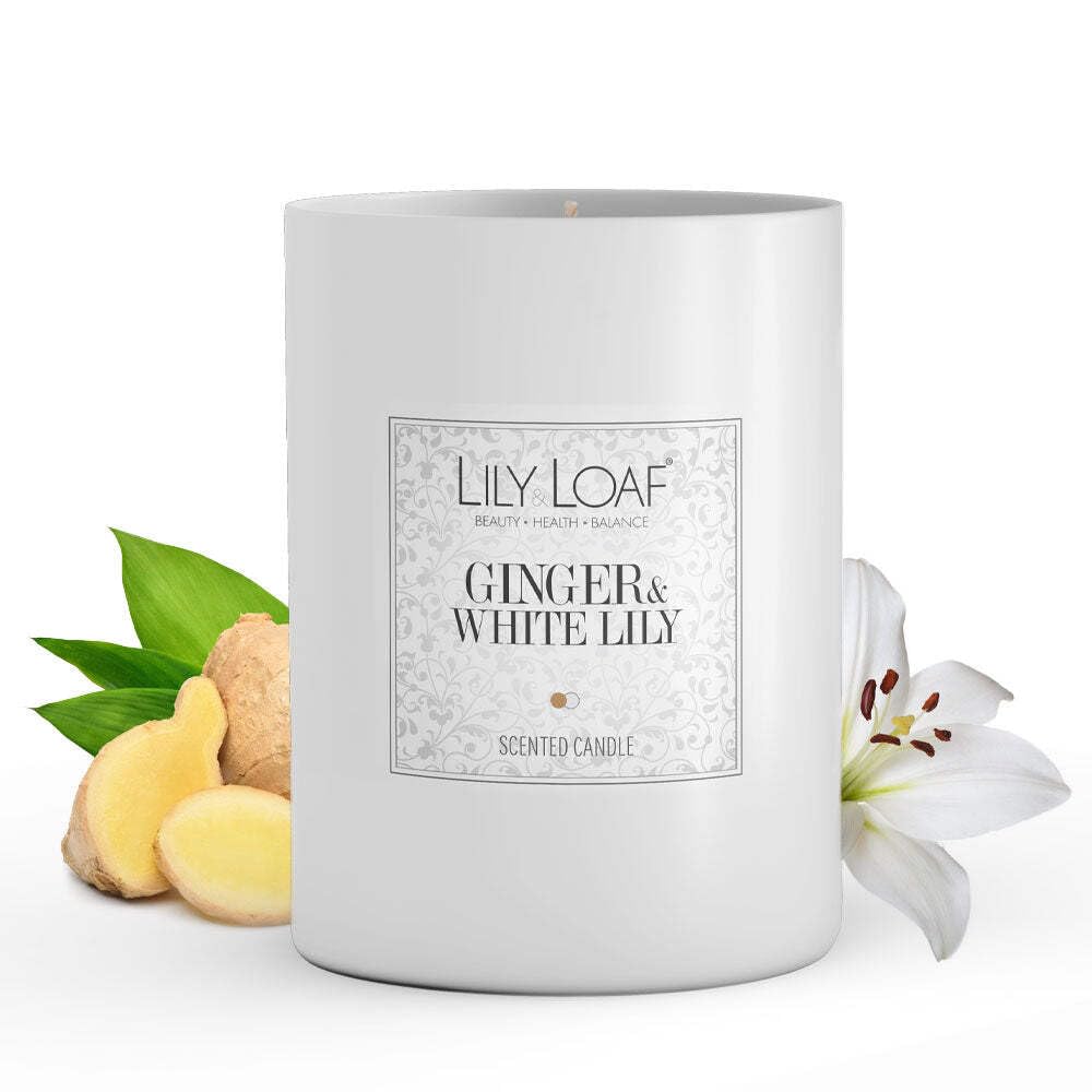Lily & Loaf Ginger & White Lily Soy Wax Candle – Floral & Spice Scented Candle, Phthalate Free, Approx. 40 Hour Burn Time