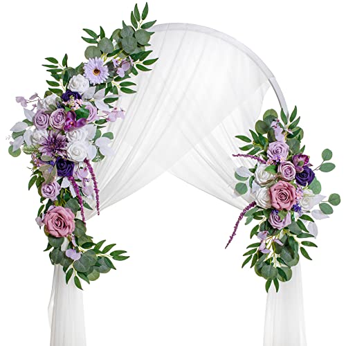 Lisuun Wedding Arch Flowers, Artificial Flowers For Decoration, Large Flower Swag For Noble And Charming Ceremony Floral Decor - Pack Of 2 #TOP5