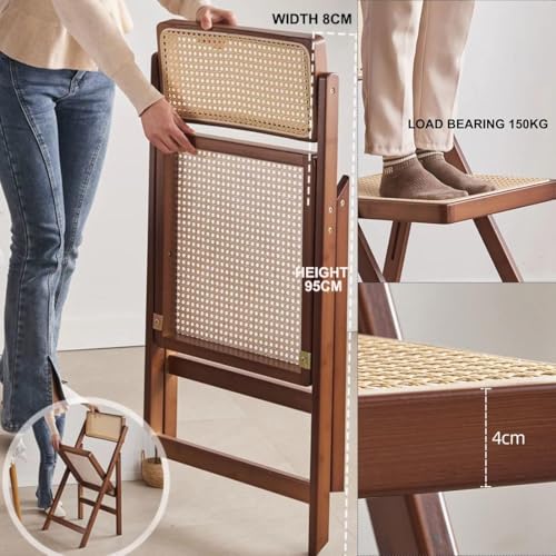 Chaise pliable en rotin compacte et portable en bois massif chaleureux - 4