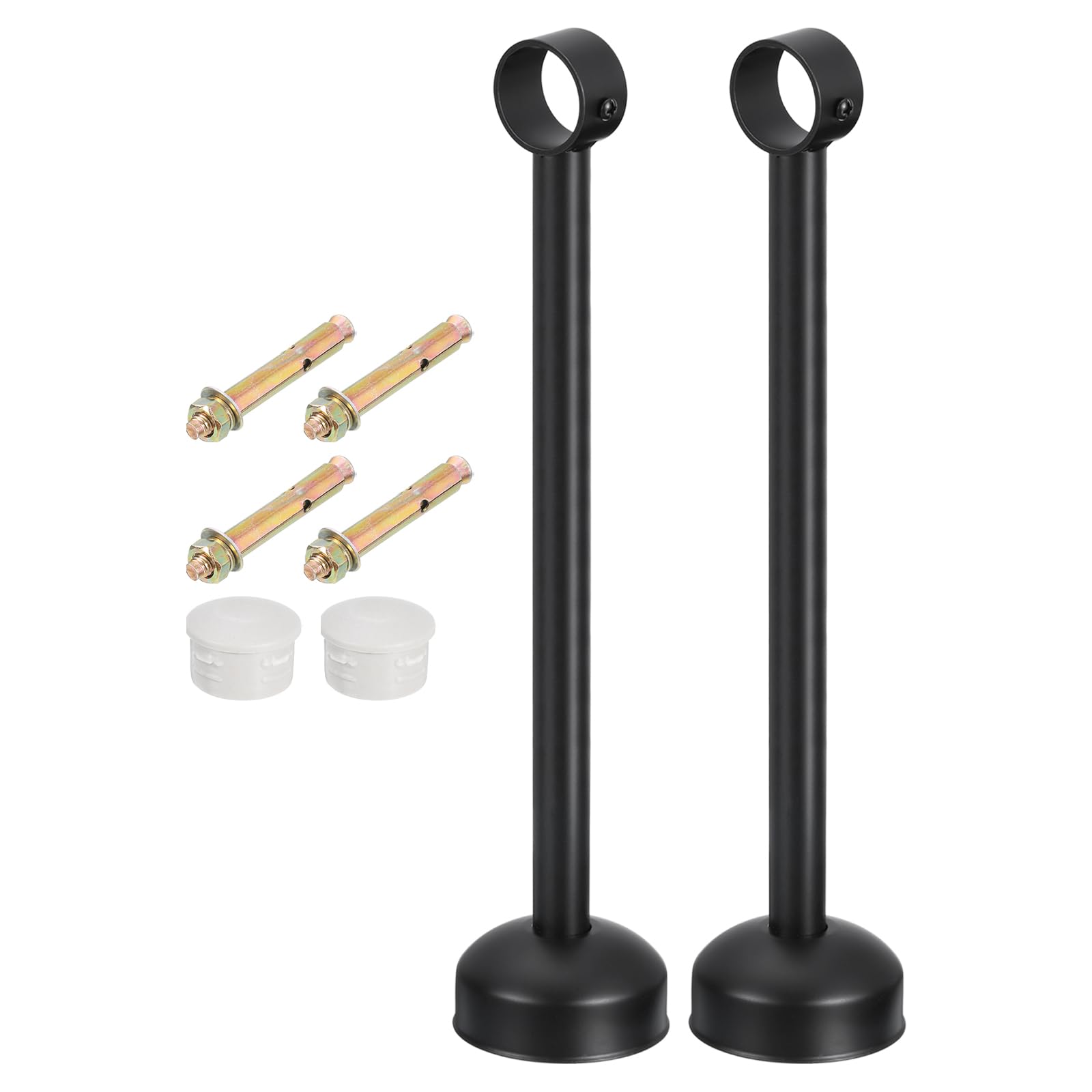 uxcell 2 Set Ceiling Mount Curtain Rod Bracket, Fit 32mm/1.26" Pipe Length 350mm/13.78" Stainless Steel Curtain Rod Hooks Hangers for Walls Wardrobe