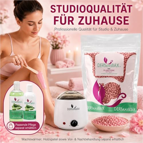 Dermawax 1 kg Pink Rose Wachsperlen – Heißwachs ohne Vliesstreifen für Haarentfernung – Sanft zu empfindlicher Haut – Gesicht, Bikini & Intimbereich – Made in Italy