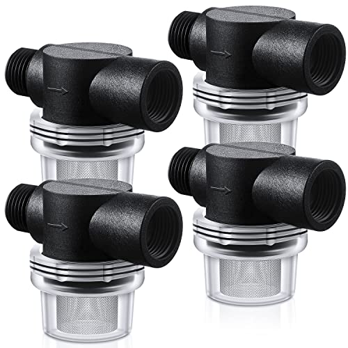 Honoson 4 Pack Water Pump Strainer Filter, RV Replacement 1/2 Twist On Pipe Strainer with 50 Mesh Stainless Steel Filter Screen Compatible with WFCO or Shurflo Pumps