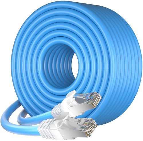 Cat 7 Outdoor Ethernet Cable (100ft), SFTP Triple Shielded Ethernet Cable Indoor, High-Speed 10Gbps 600MHz, Waterproof, UV Resistant, Direct Burial, In-Ground, Network, Internet, LAN, Cat7-100 Feet