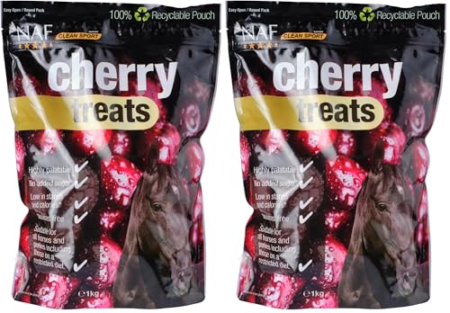 Image of NAF Cherry Horse Treats 1kg - Natural Low-Sugar Equine Snacks - Laminitis-Friendly Healthy Horse & Pony Treats – Nutritious Daily Reward for Training, Bonding & General Feeding (Pack of 2)