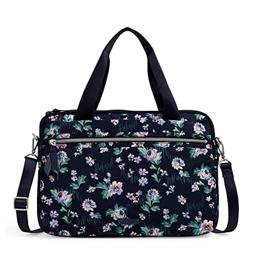 Vera Bradley Women's Performance Twill Slim Laptop Organizer, Navy Garden, One Size